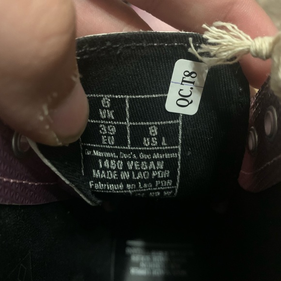 Dr Doc Martens Women's Vegan 1460 Pink Metallic Combat Boots Size 8 - Picture 8 of 11